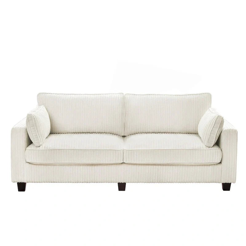 LUE BONA 81 Contemporary Corduroy 3-Seater Sofa - Upholstered Polyester Rectangle Design with Wooden Base for Living Room