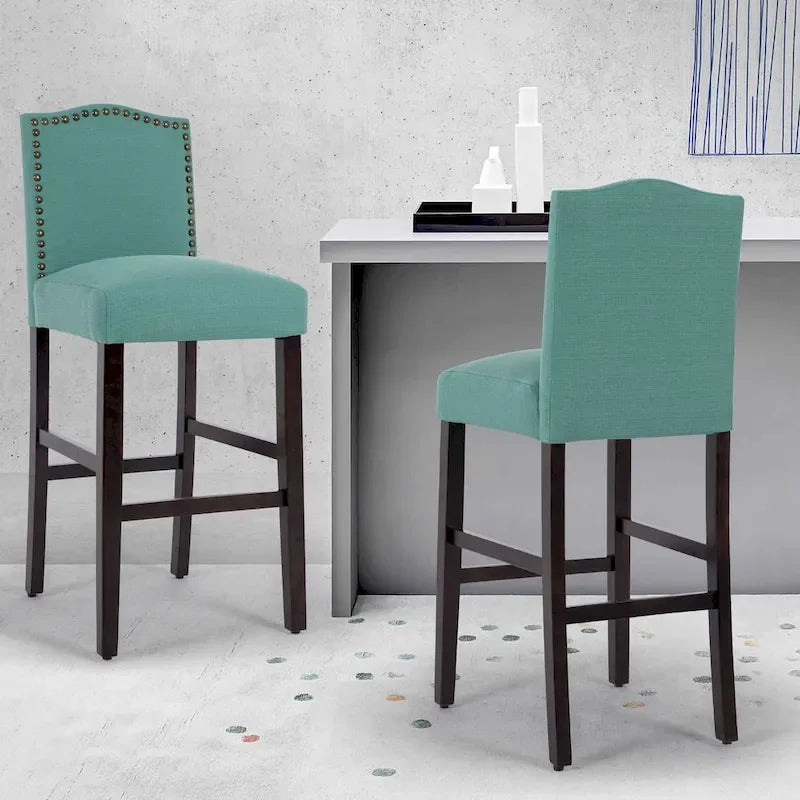 Set of 2 Upholstered 28-Inch Barstools - Stylish Pub Chairs