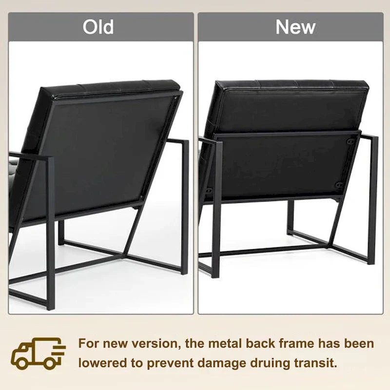 Glitzhome Set of 2 Mid-Century Tufted Accent Chairs in 29.25W PU Leather