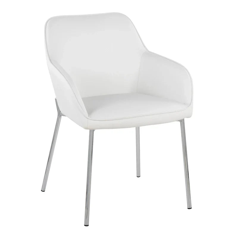 Set of 2 Silver Orchid Galotti Chrome Upholstered Dining Chairs