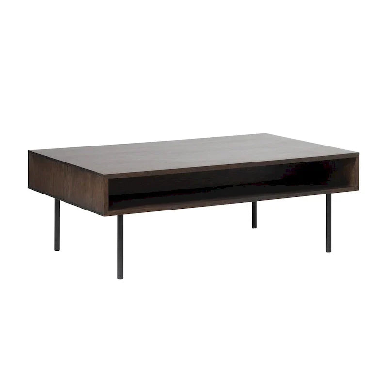 Rye Studio Contemporary 46-Inch Wide Espresso Oak Coffee Table with 2 Drawers - Dimensions: 28W x 46L x 16.5H