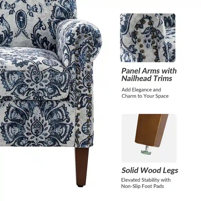 Giampiero Upholstered Wooden Armchair with Nailhead Accents by HULALA HOME