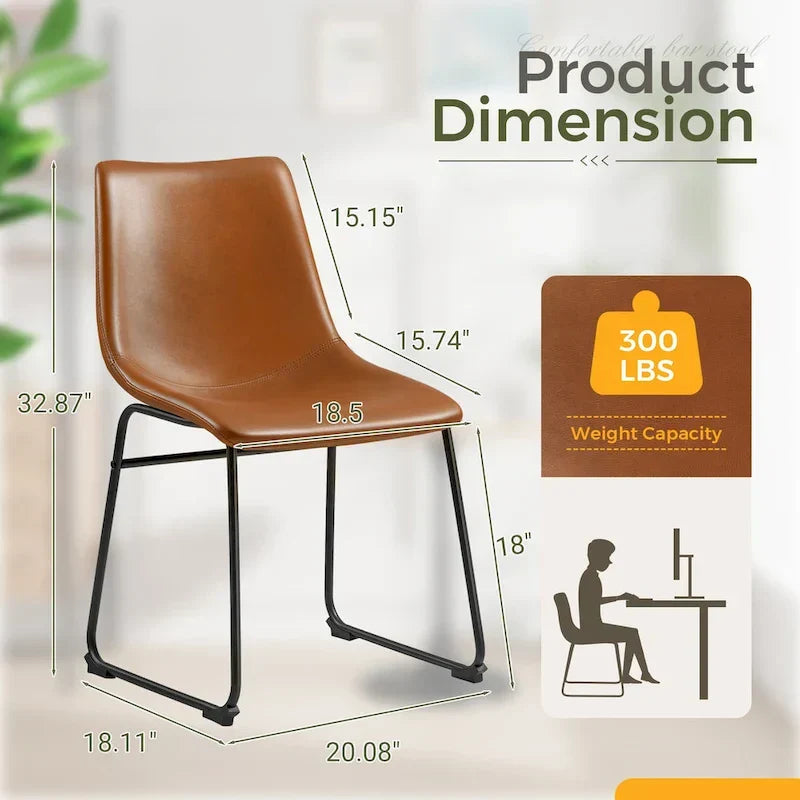 Set of 2 Homall Brown PU Leather Counter Bar Stools with Backrest and Footrest