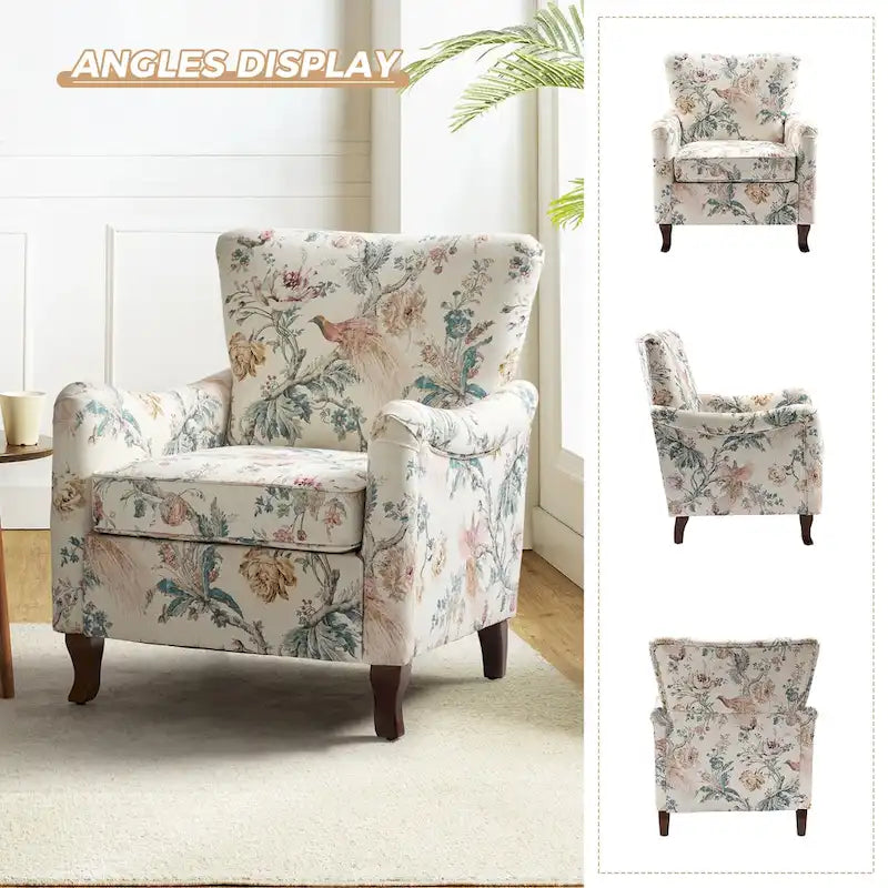 Set of 2 Samouel Contemporary Floral Wingback Armchairs by HULALA HOME