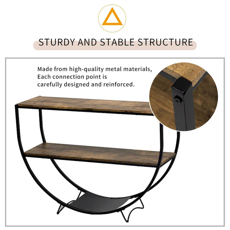 Merax Rustic Industrial Demilune Console Table