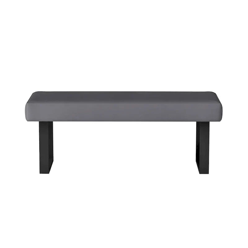 Gray Fabric Bench with Sturdy Steel Legs