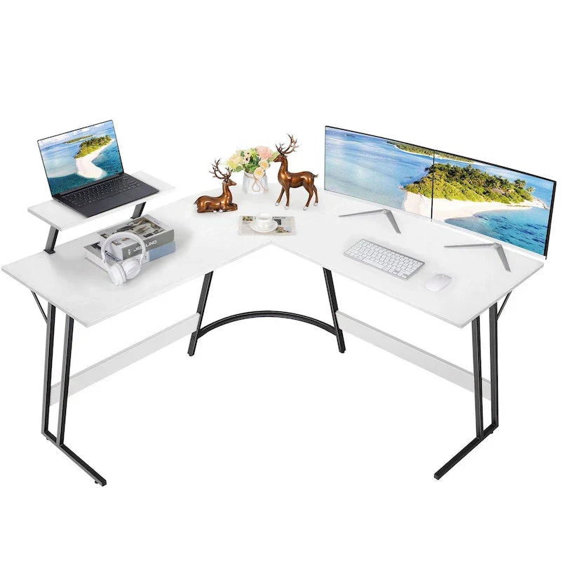Homall Modern L-Shaped Corner Computer Desk with Accompanying Small Table