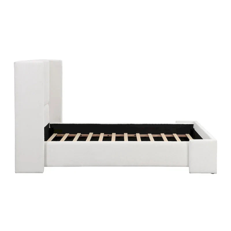 Isabella Queen White Upholstered Bed with Tall Wingback Headboard by Christopher Knight Home