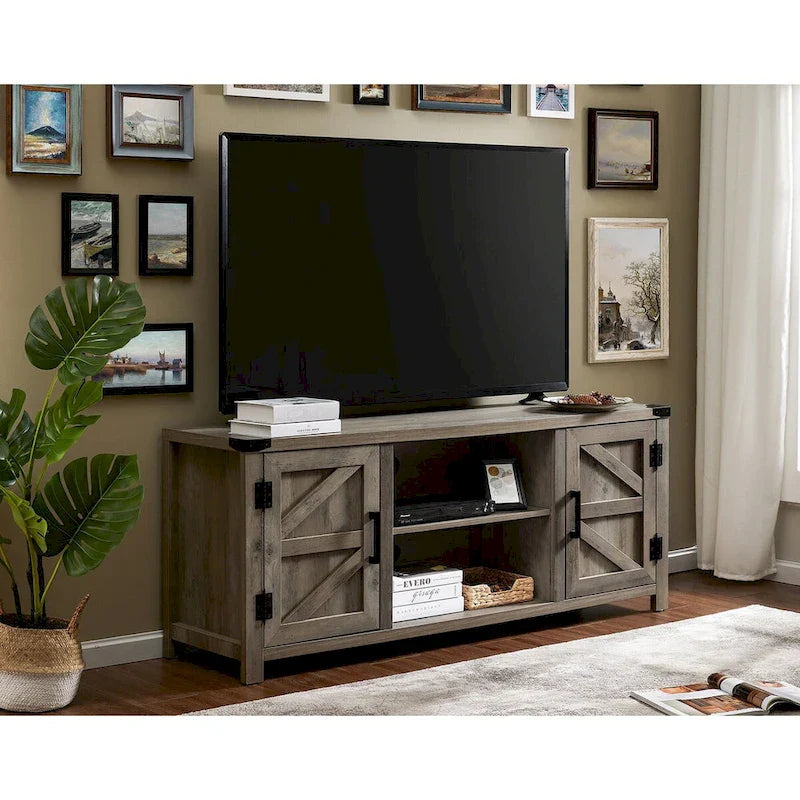 Rustic Farmhouse Barndoor TV Stand - Entertainment Center for TVs up to 70 Inches