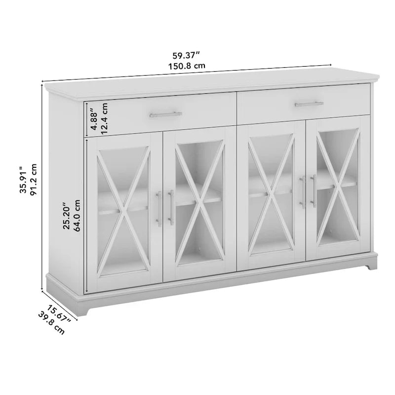 Lennox 60-Inch Buffet Cabinet with Drawers by Bush Furniture