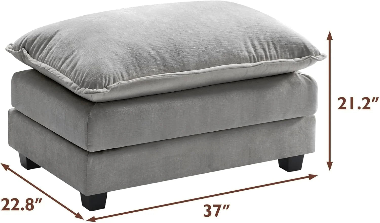 111.4 Inch L-Shaped Modern Sofa Modular Cloud Sofa Ottoman 4-Seater Chenille Deep Seat Sofa