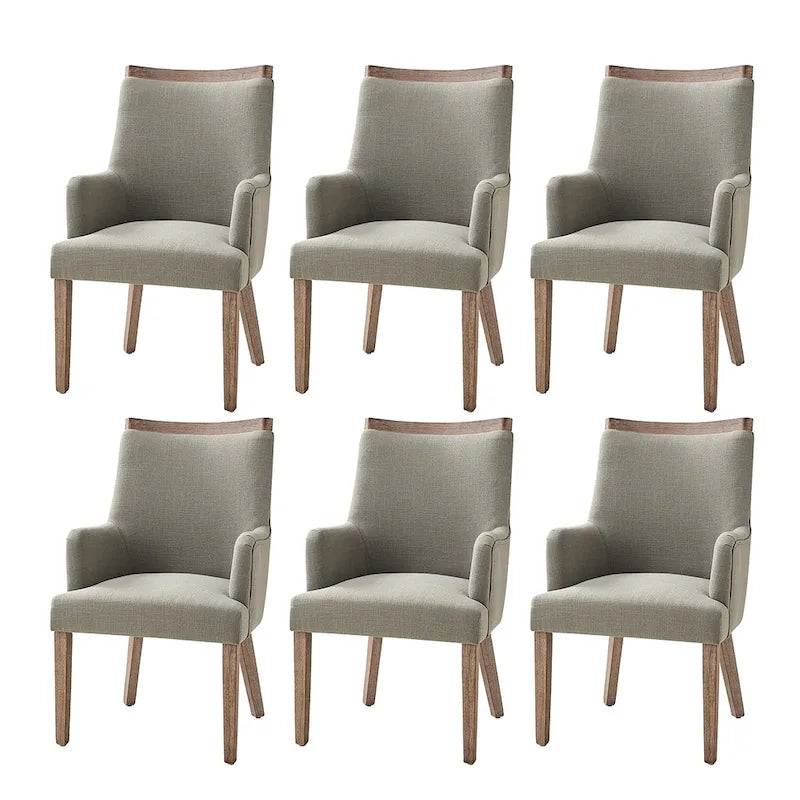 Set of 6 Albert Farmhouse Upholstered Solid Wood Dining Chairs by HULALA HOME