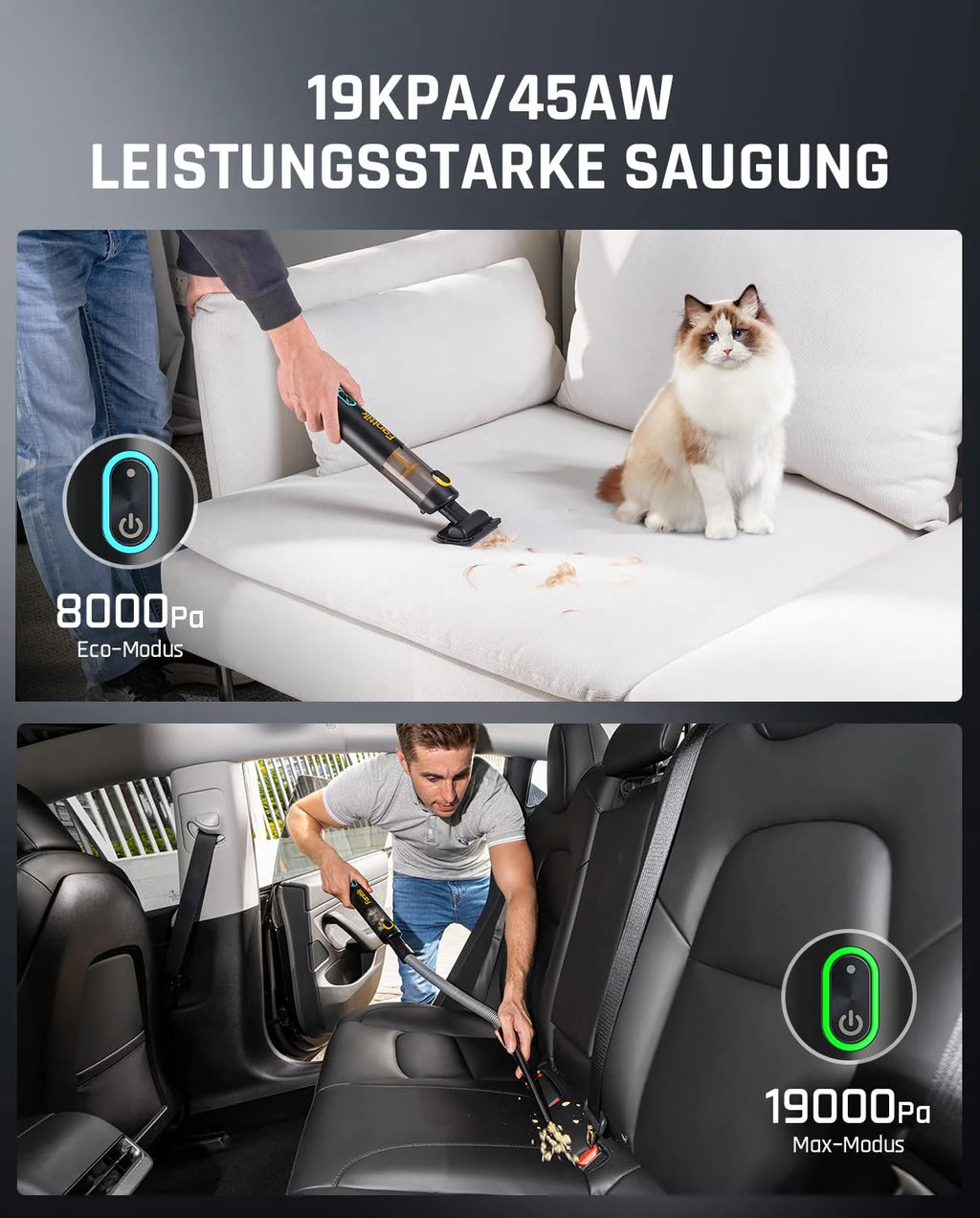 Fanttik 19000PA Slim V8 Apex Mini Car Vacuum