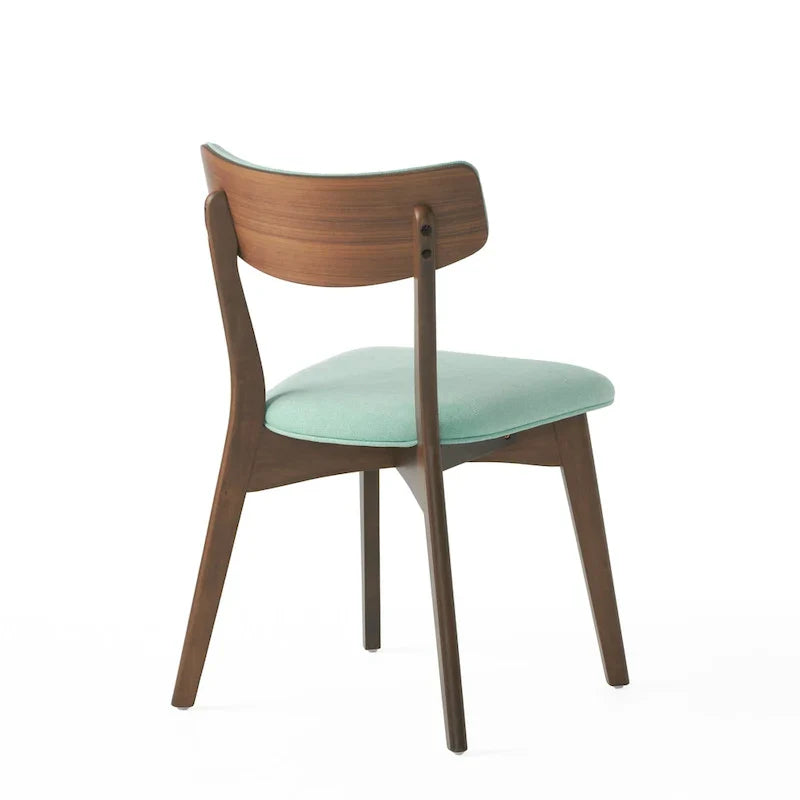 Mid Century Dining Table Set with 4 Upholstered Chairs and Wooden Frame