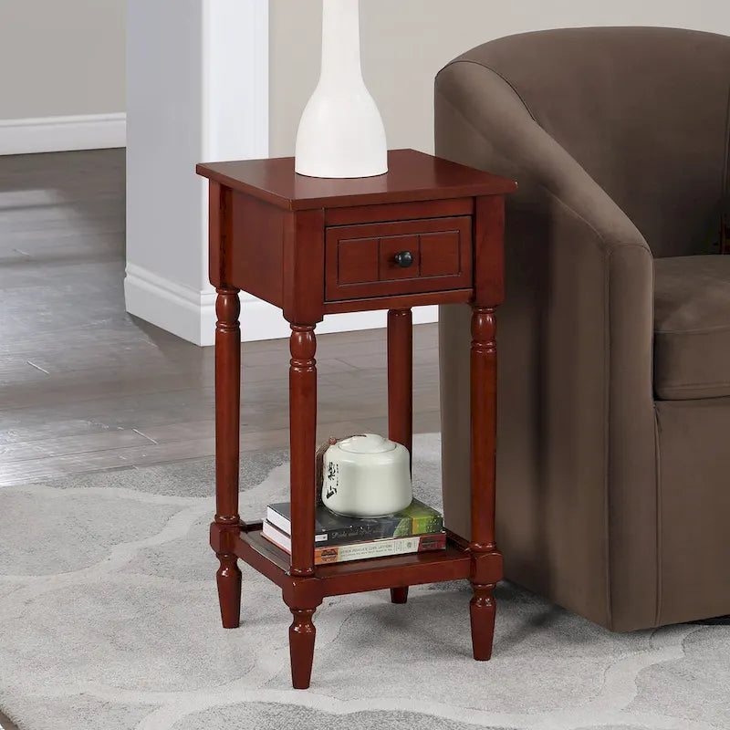 Khloe French Country Accent Table with Shelf and Drawer by Convenience Concepts