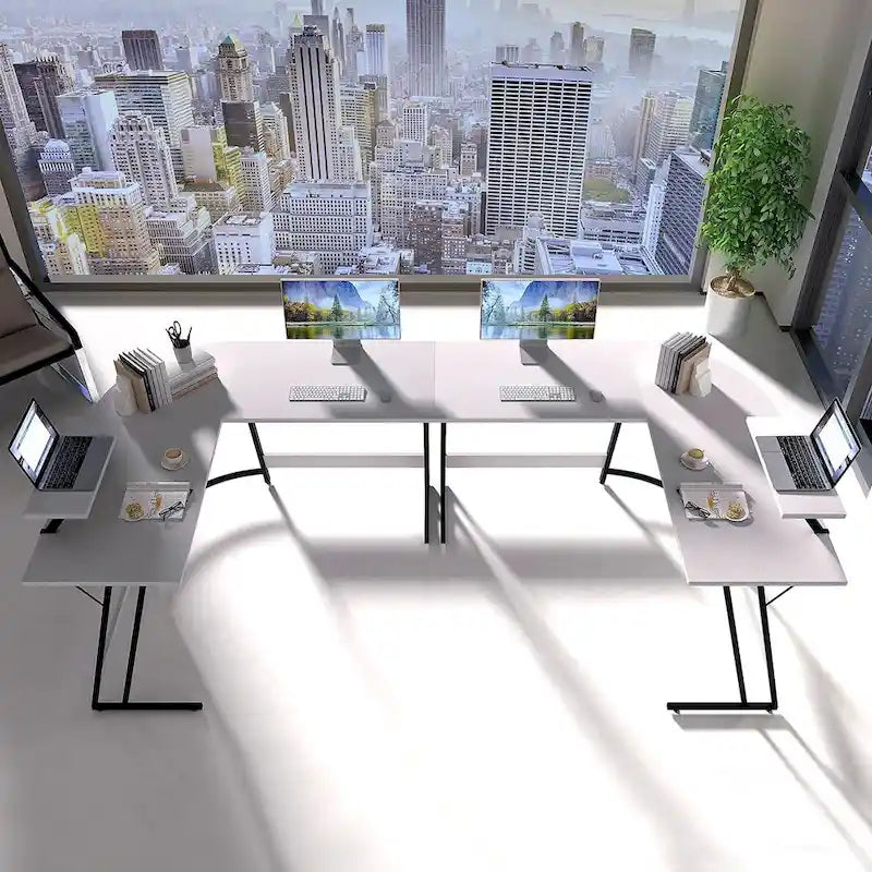 Homall Modern L-Shaped Corner Computer Desk with Accompanying Small Table