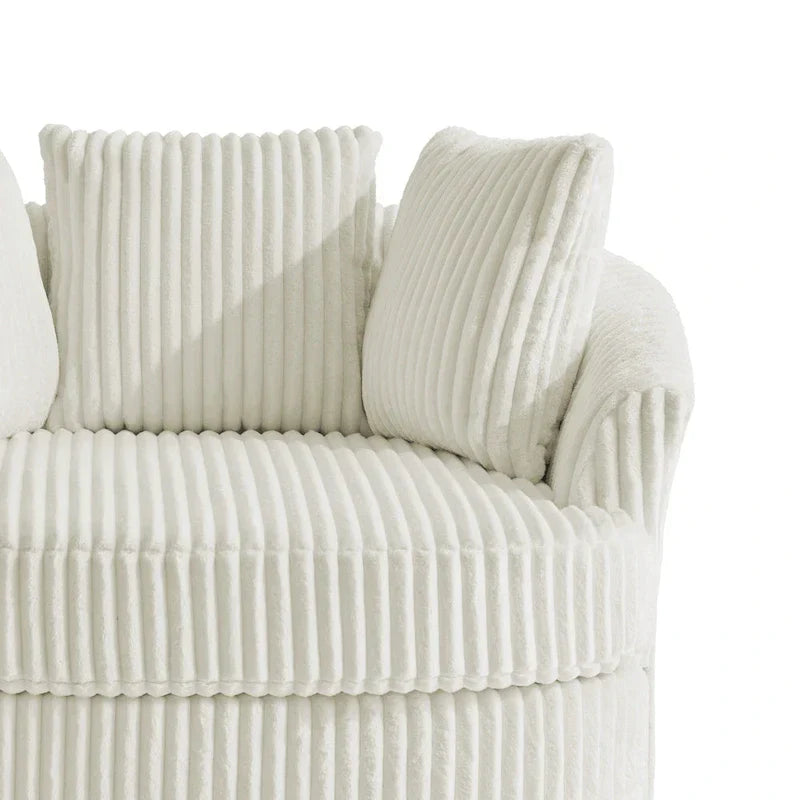 Set of 2 Oversized 43" Plush Corduroy Swivel Barrel Chairs with Cushions