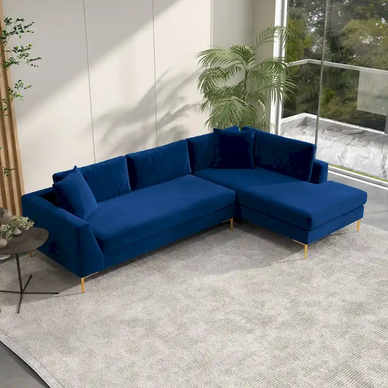 Mae Velvet Corner Sectional Sofa in Mid-Century Modern Style