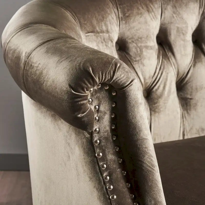 Milani Velvet Tufted Scroll Arm Loveseat by Christopher Knight Home