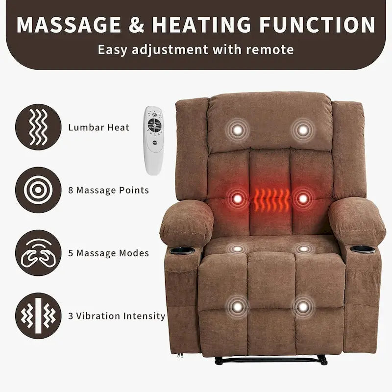 Heat and Massage Recliner Chair with Remote Control