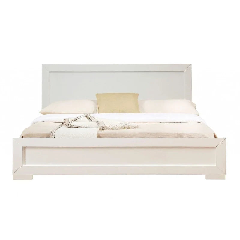 HomeRoots White Solid & Manufactured Wood Queen Bed Frame