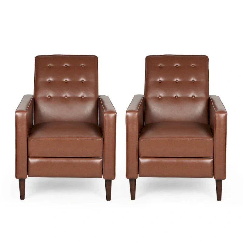 Set of 2 Mervynn Mid-Century Button-Tufted Recliners by Christopher Knight Home