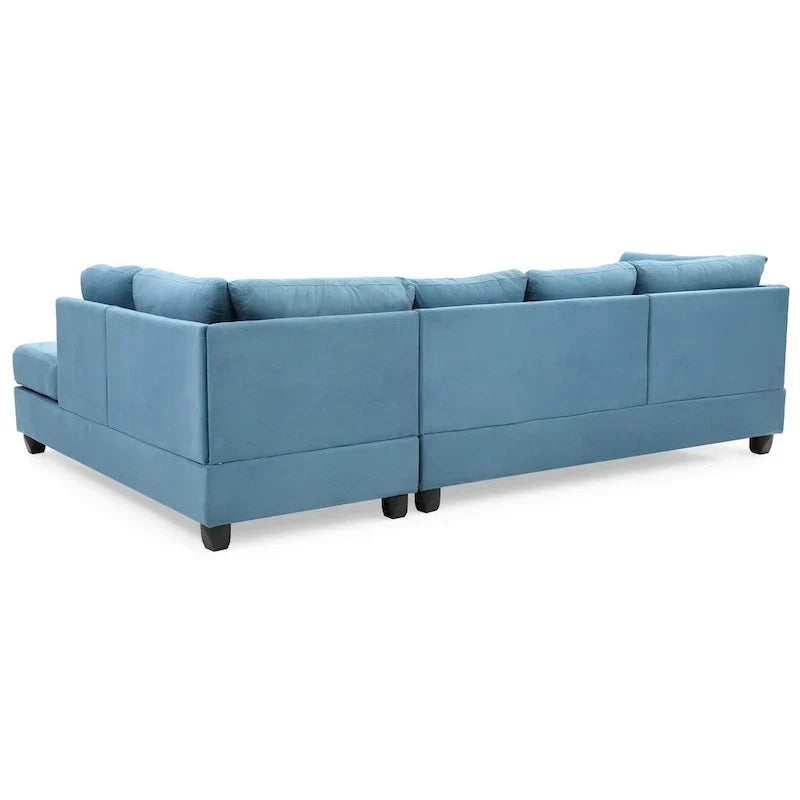 Malone 111-Inch Suede 4-Seater Sectional Sofa with Two Throw Pillows - Dimensions: 111L x 78W x 34H