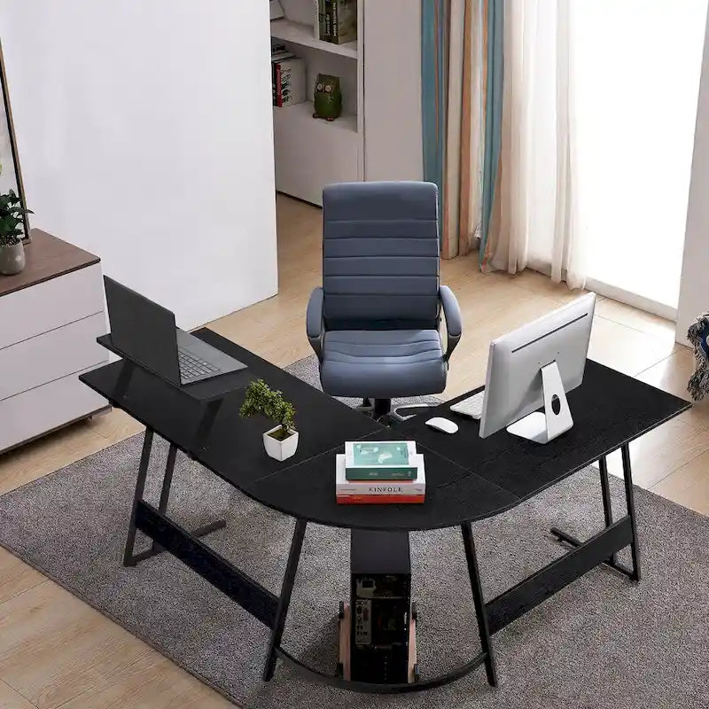 Homall Modern L-Shaped Corner Computer Desk with Accompanying Small Table