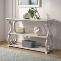 Scroll Design Sofa Table with 2-Tier Shelves