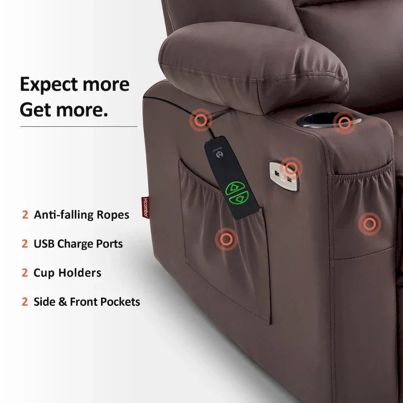 MCombo Compact Power Lift Recliner Chair with Massage and Heat for Seniors, Faux Leather Model 7569