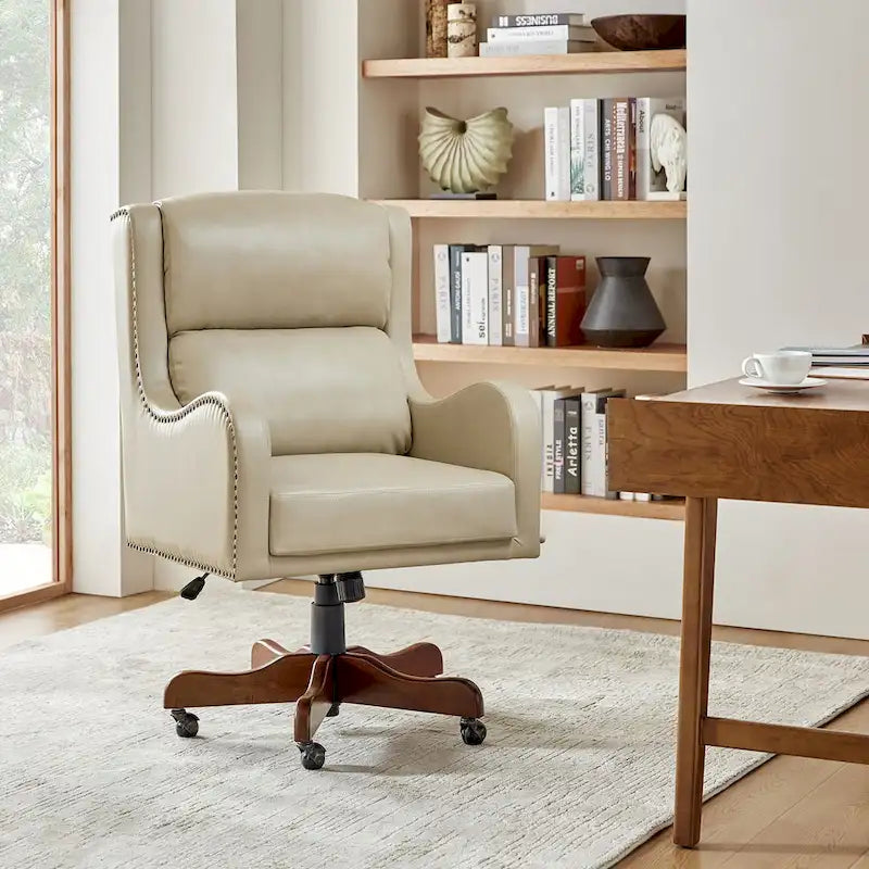 HULALA HOME Pete Adjustable Height Faux Leather Swivel Executive Chair with Tilt Mechanism