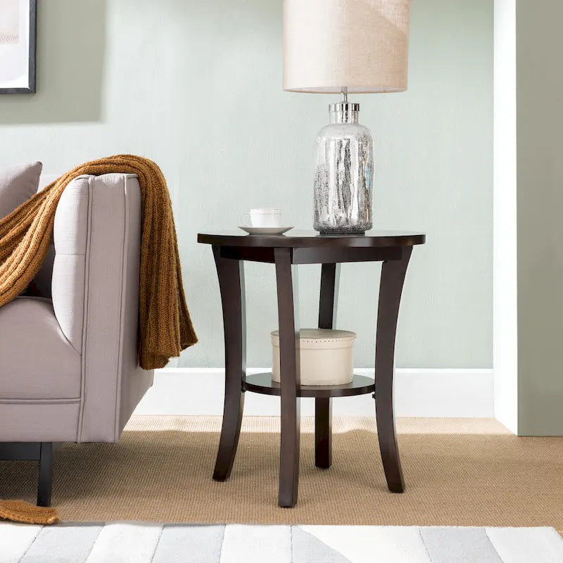 Leick Home Round Side Table Featuring a Convenient Shelf