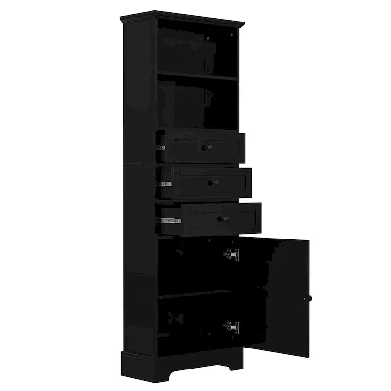 Merax Vertical Bathroom Storage Cabinet with 3 Drawers and Adjustable Shelves