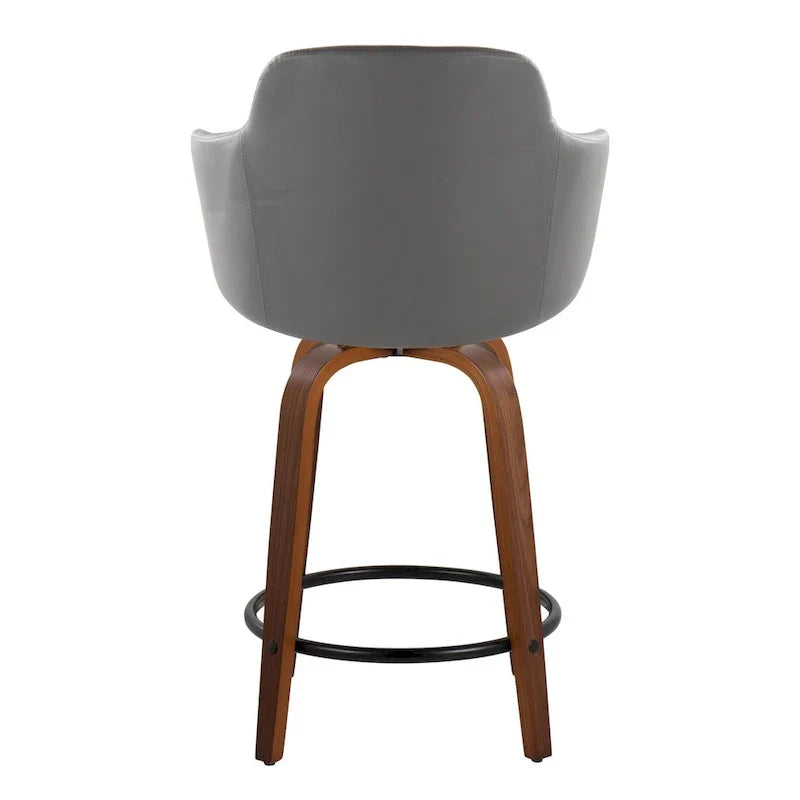 Set of 2 Carson Carrington Iglabo 24-Inch Fixed-Height Counter Stools with Bent Wood Legs and Round Footrest