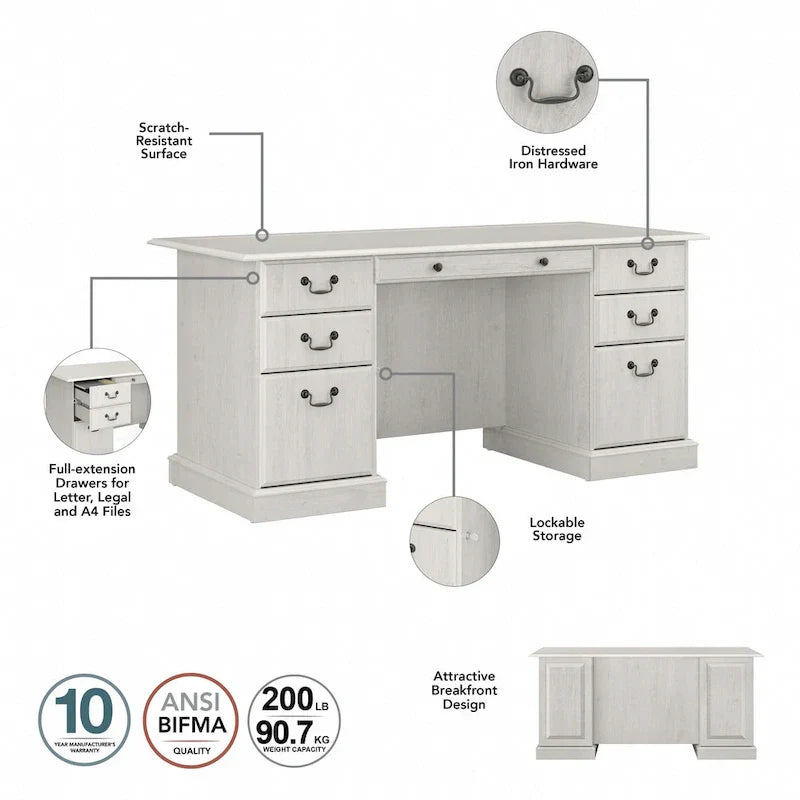 Saratoga Executive Desk with Drawers and Storage by Bush Furniture
