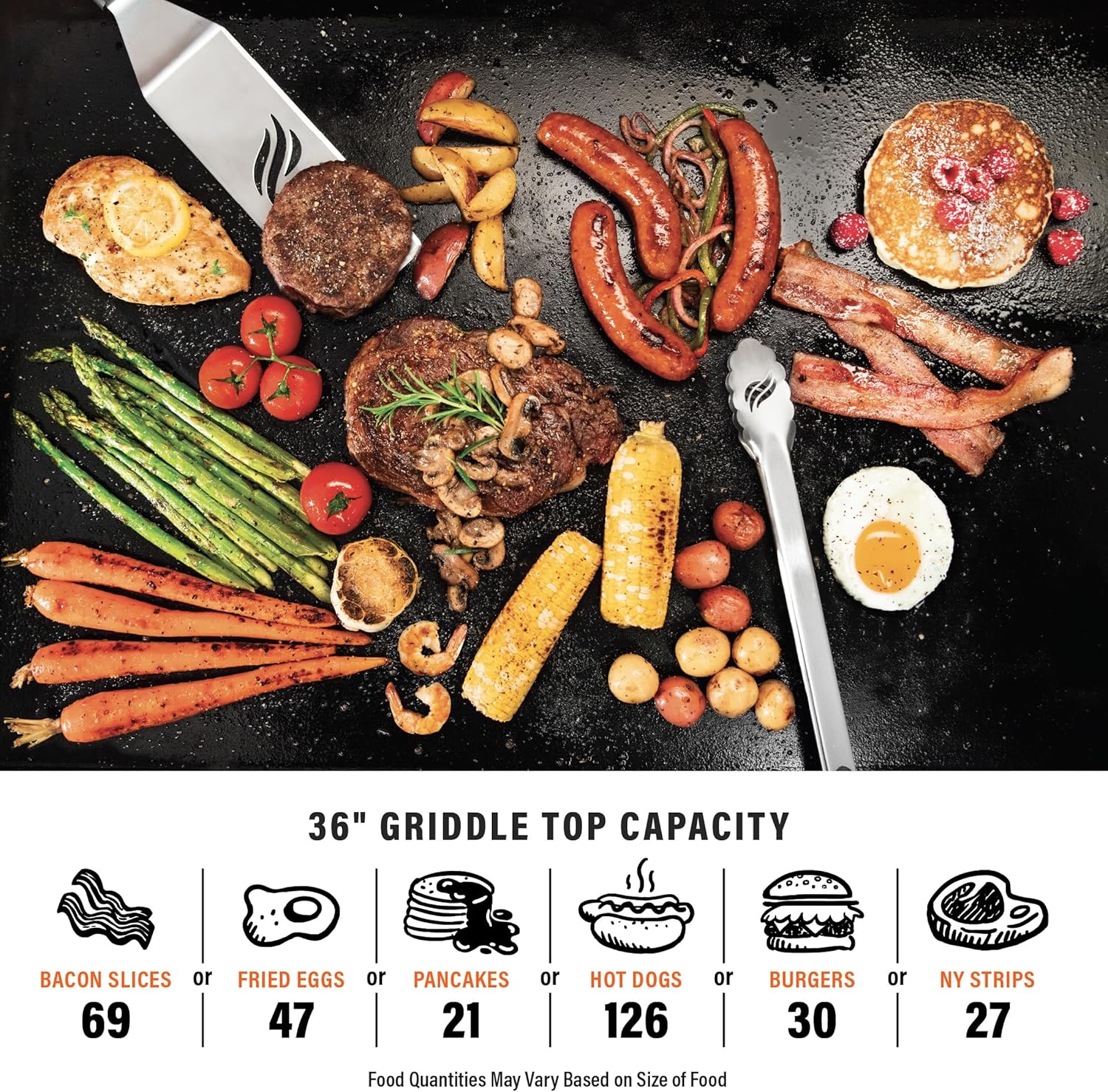 Iron-Forged 36" Omnivore Griddle �� Premium Powder-Coated Steel with Reinforced Hood, Black Finish