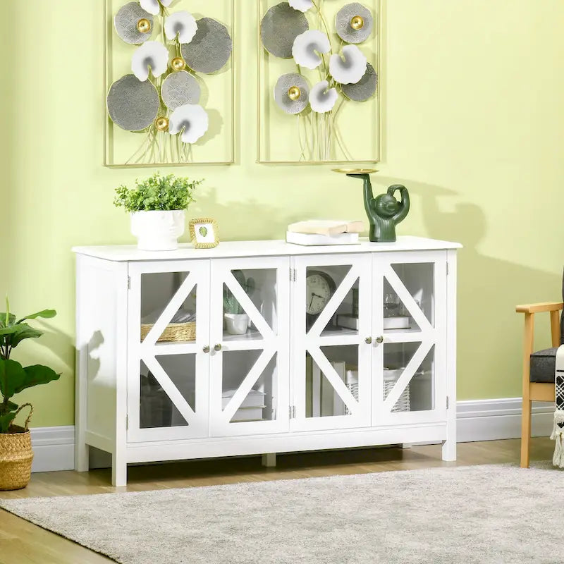HOMCOM Kitchen Sideboard Buffet Cabinet with Adjustable Shelves for Versatile Storage