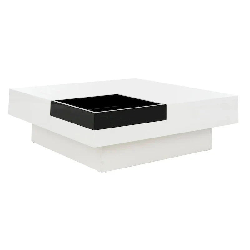 SAFAVIEH Phylis White and Black Coffee Table - Dimensions: 35.4" x 35.4" x 11.8"