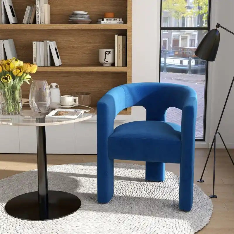 SEYNAR Contemporary Glam Velvet Dining Chair with Open-Back Design