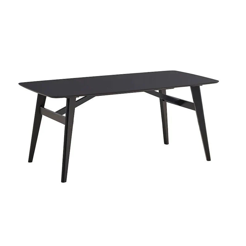 Iora 71-Inch Industrial Dining Table with Rounded Corners in Black Wood