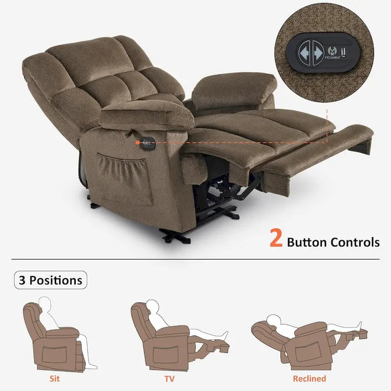 MCombo Heated Massage Electric Recliner Chair for Living Room - Fabric R6233