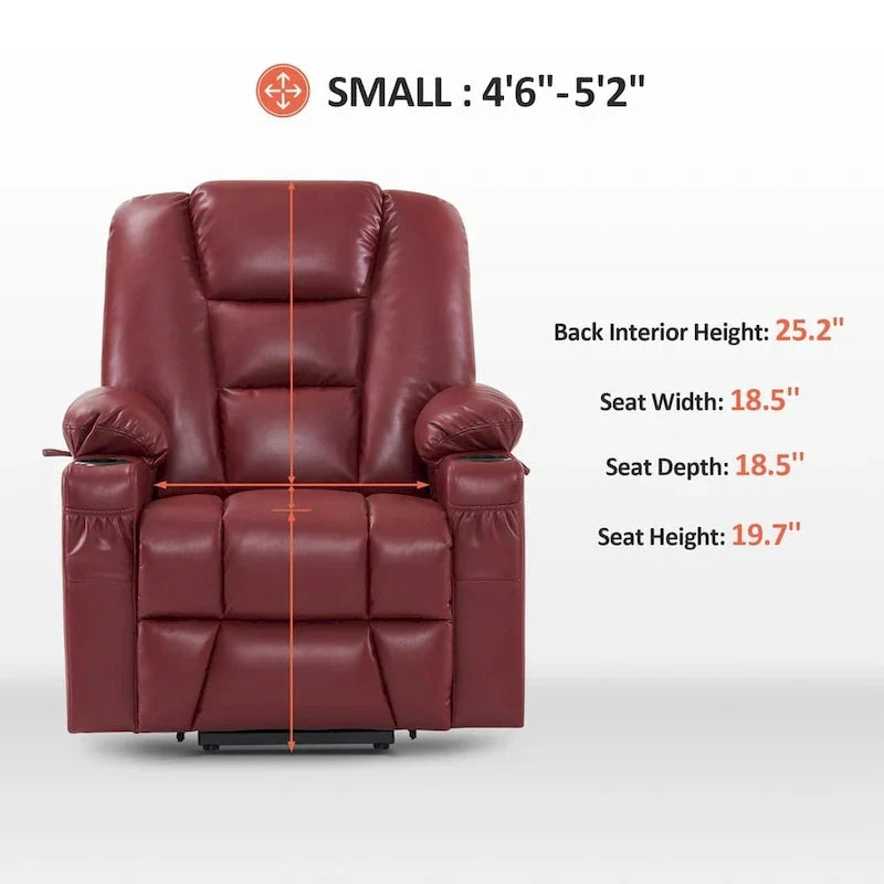 MCombo Compact Power Lift Recliner Chair with Massage and Heat for Seniors, Faux Leather Model 7569