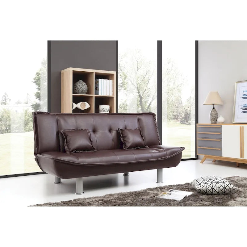 Lionel Faux Leather Convertible Sofa
