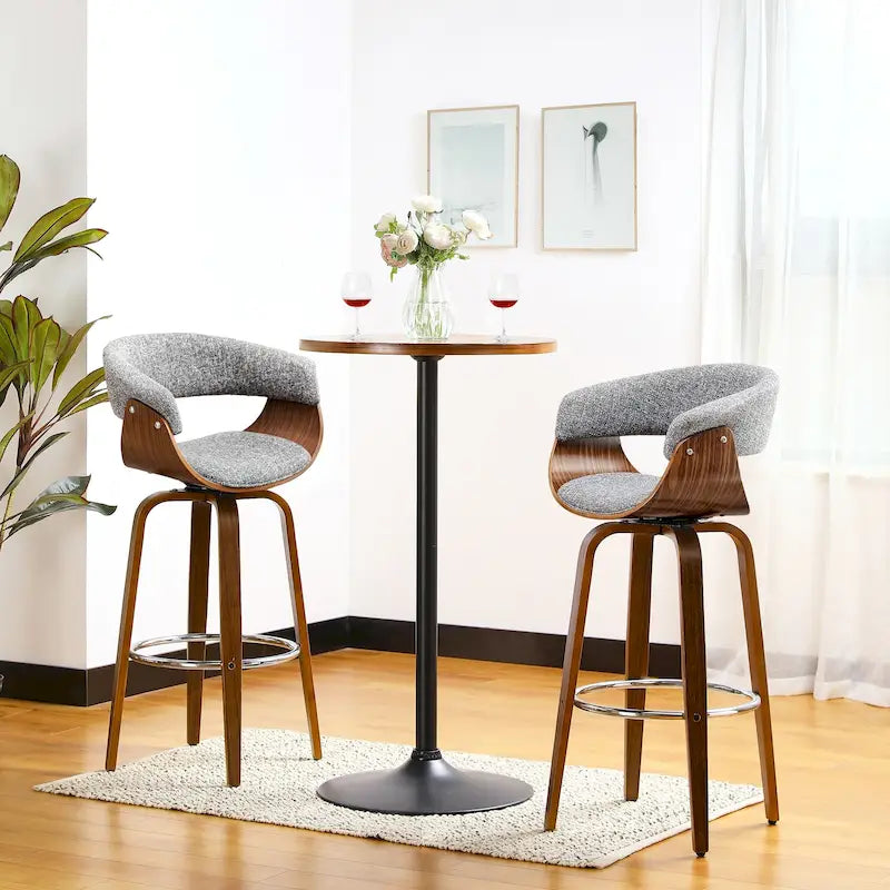 Glitzhome Adjustable Swivel Bar Stool Set with 3 Leatherette Seats for Pub Tables