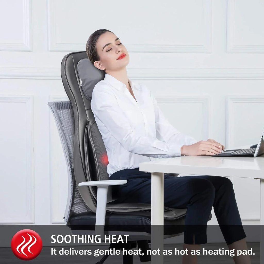 COMFIER Massager Chair with Heat Shiatsu Neck Back Massager Portable with Compress & Rolling Massage Chair Pad for Full Back Neck & Shoulders Full Body Pain