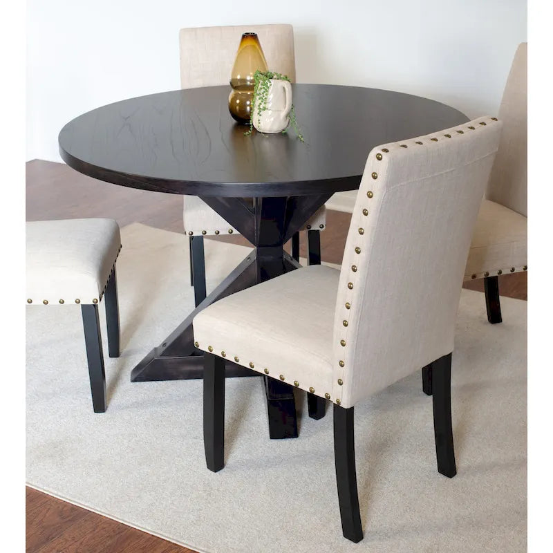 Roundhill Furniture Mytzi 5-Piece Dining Set: Cross-Buck Table with 4 Elegant Chairs