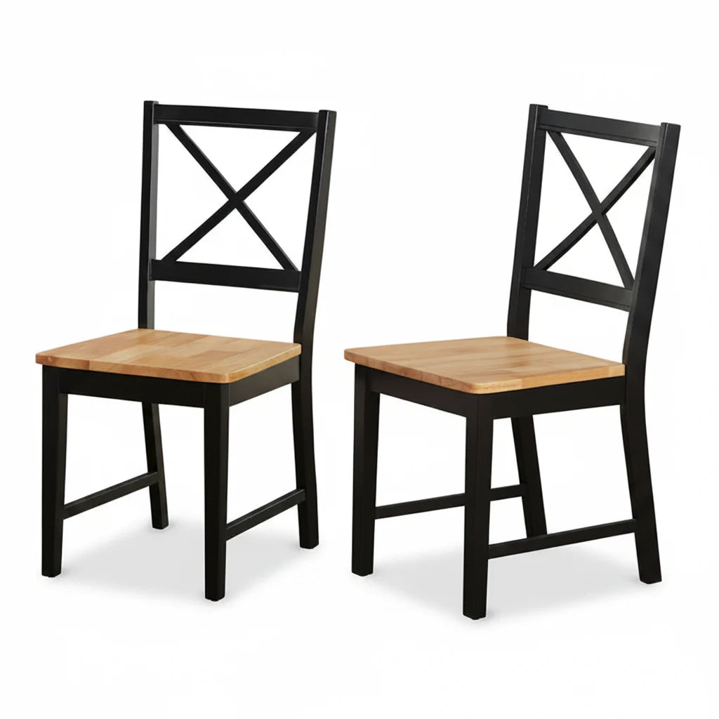 Set of 2 Solid Wood Crossback Dining Chairs by Simple Living
