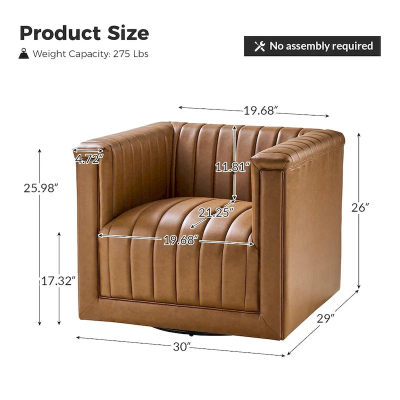 Set of 2 Esteban Modern Leather Swivel Barrel Chairs by HULALA HOME