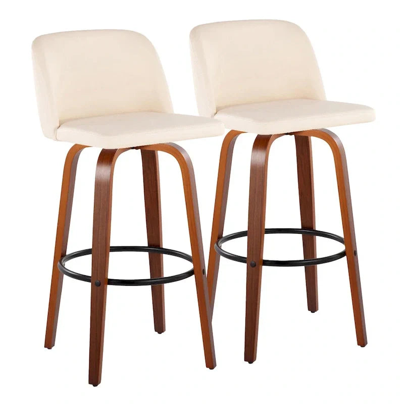 Set of 2 Carson Carrington Vallberga 30-Inch Fixed-Height Bar Stools with Walnut Wood Base
