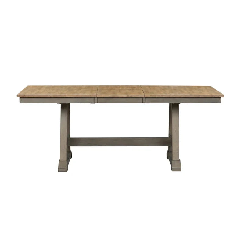 Lindsey Farm 7-Piece Trestle Table Set in Gray and Sandstone